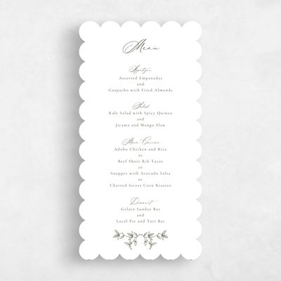 White Scalloped Wedding Menu - Taylan