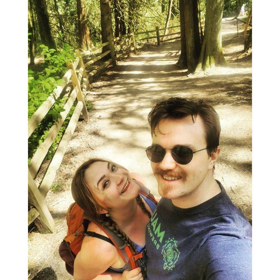 Hiking in the woods