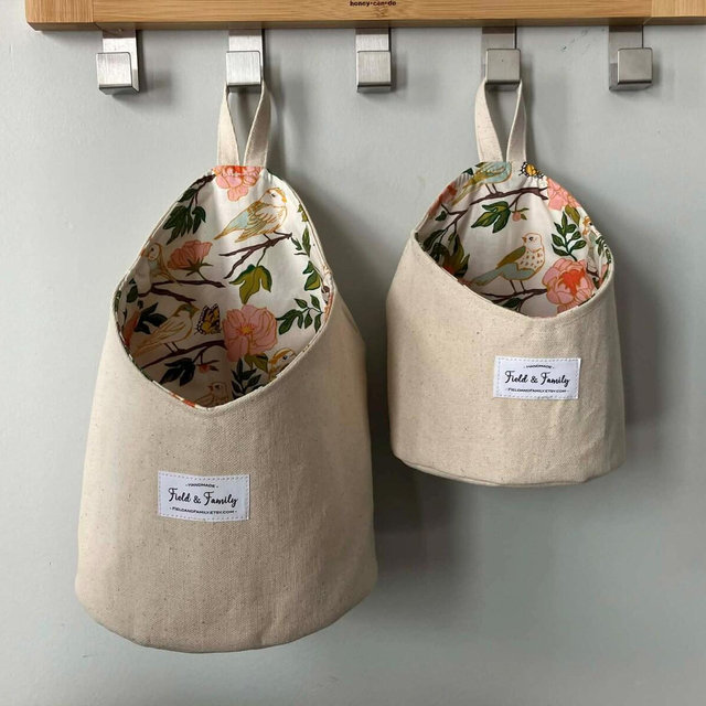 Handmade Hanging Storage Pod: Canvas Hanging Bin