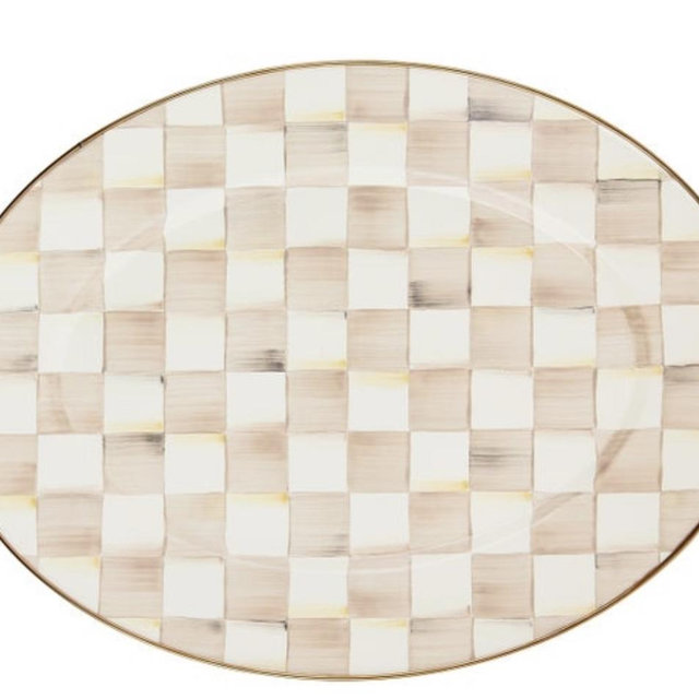Courtly Check Medium Oval Platter - Mocha Check