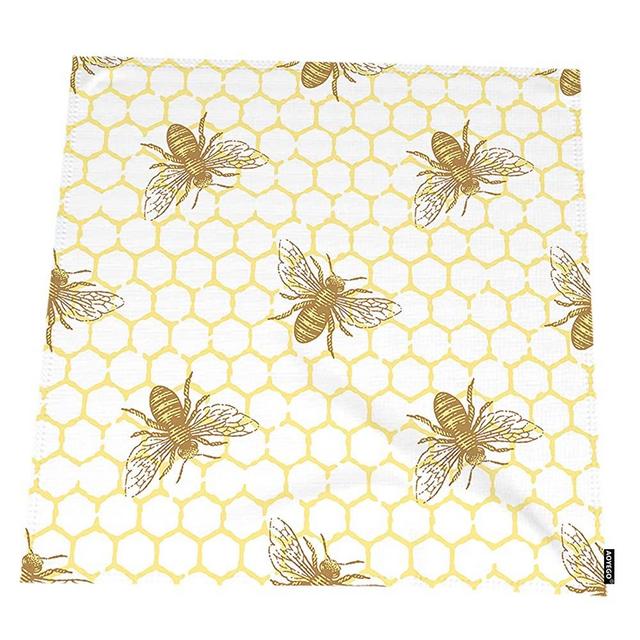 AOYEGO Bee Cloth Napkins Nature Retro Animal Insect Bug Bees Honeycomb Napkin Pack of 6 Square Polyester Reusable for Dinner Party Everyday Use 19.6 Inch Yellow