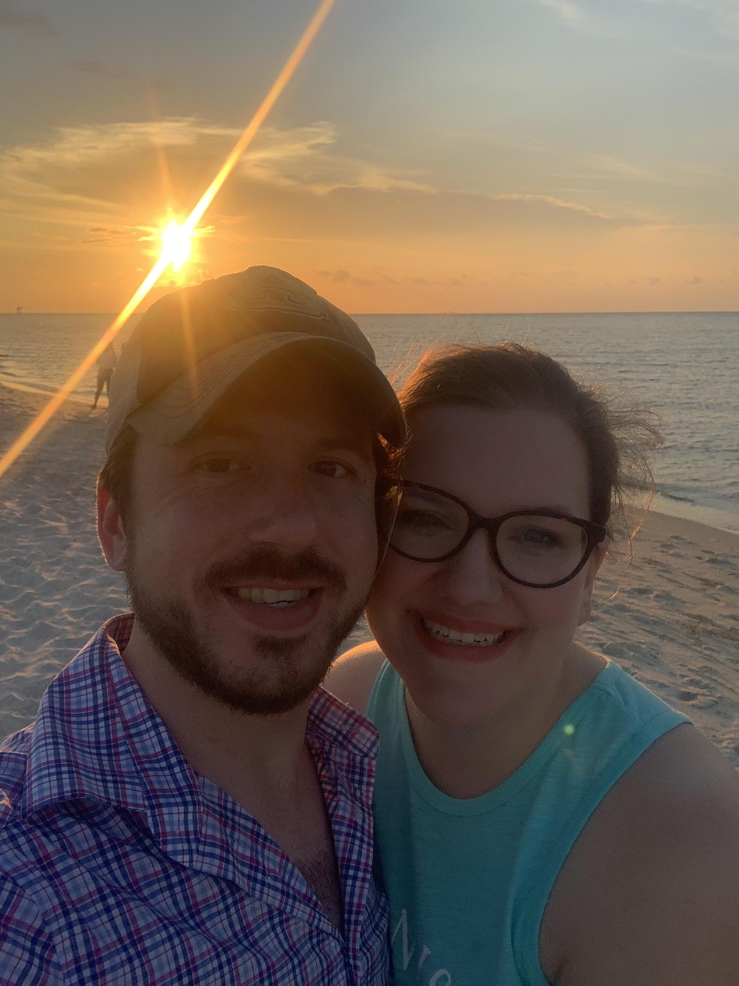 Our first of many sunset on the beach at 
Dauphin Island