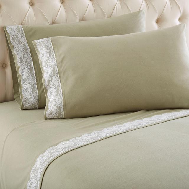 Micro Flannel® Lace Edged King Sheet Set in Meadow
