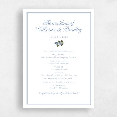 Demin Blue Wedding Program - Cassie
