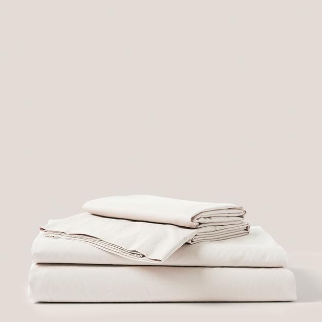 PACT Bone Organic Cool-Air Percale Sheet Set KG