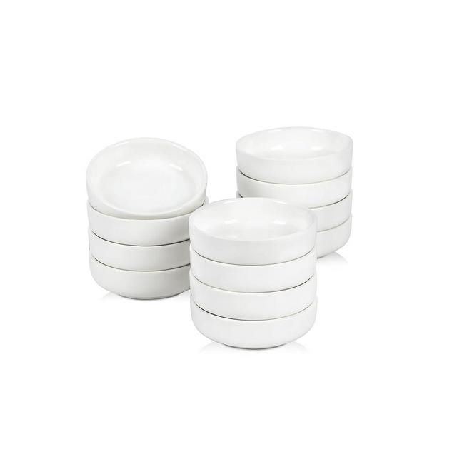 Selamica Soy Sauce Dish, 2.5 oz Ceramic Dipping Bowls Set of 12, 3.3 Inch Pinch Bowls for Side Dish, Condiment, Ketchup, Sushi, BBQ, White