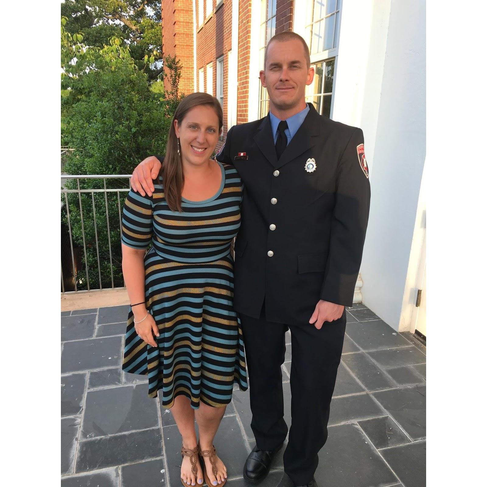 Kevin's fire department promotional ceremony. Promoted to Master Firefighter!