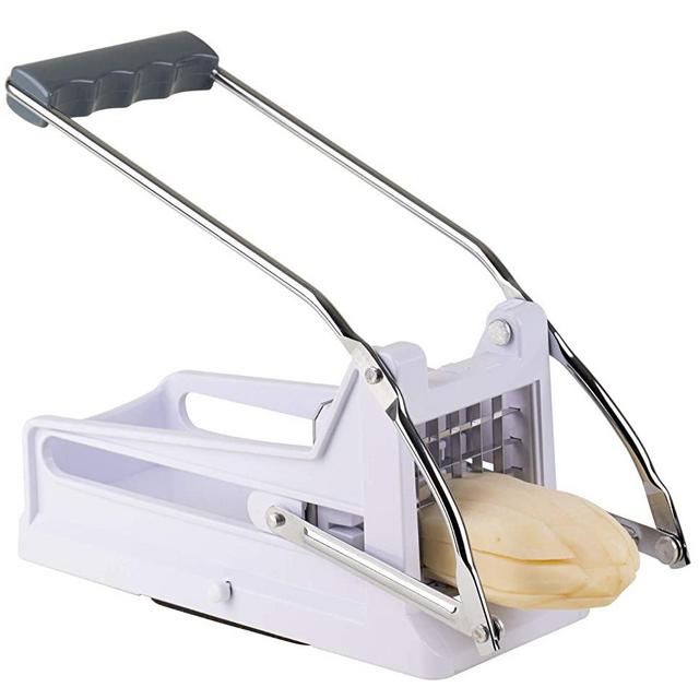 French Fry Cutter Potato Dicer - Strongest-and-Heaviest Duty Potato Cutter, Commercial Grade Vegetable and Potato Slicer, No-Slip Suction Base for Easy Slicing, Includes 2 Stainless Steel Blades