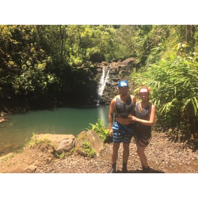 Rappelling down waterfalls in Hawaii, and looking super cool doing it!