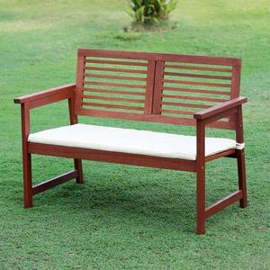 Furinno Tioman Teak Hardwood Outdoor Bench with Cushion