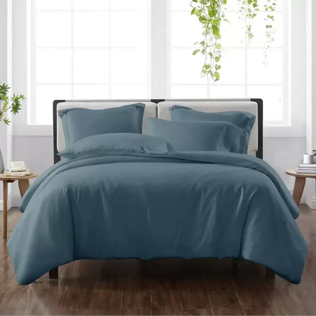 Cannon® Heritage Solid 3-Piece Reversible Full/Queen Duvet Cover Set in Dark Blue