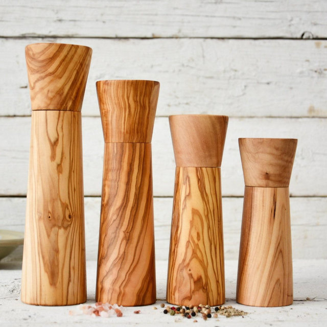 Olive Wood Salt & Pepper Mill Grinder, Rustic Wood Spice Grinder, Mom Gift, Wedding Gift, Rustic Kitchen Design Table Decor, Christmas Gift
