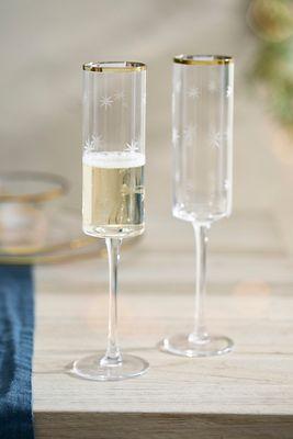 Starry Gold Rim Flutes, Set of 2