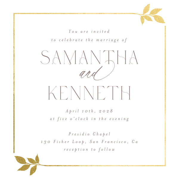 Dakota Frame Foil | White | Zola Wedding Invitations