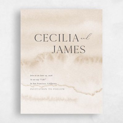 Beige Typography Wedding Save the Date - Loreto Portrait