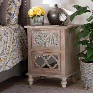 Celia French 2-Drawer Quatrefoil Nightstand
