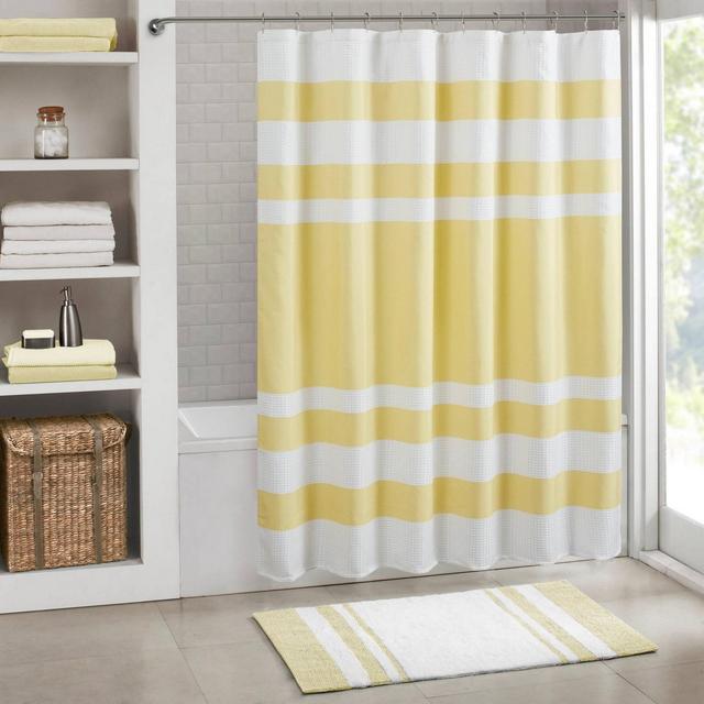 Spa Waffle Shower Curtain with 3M Treatment Yellow
