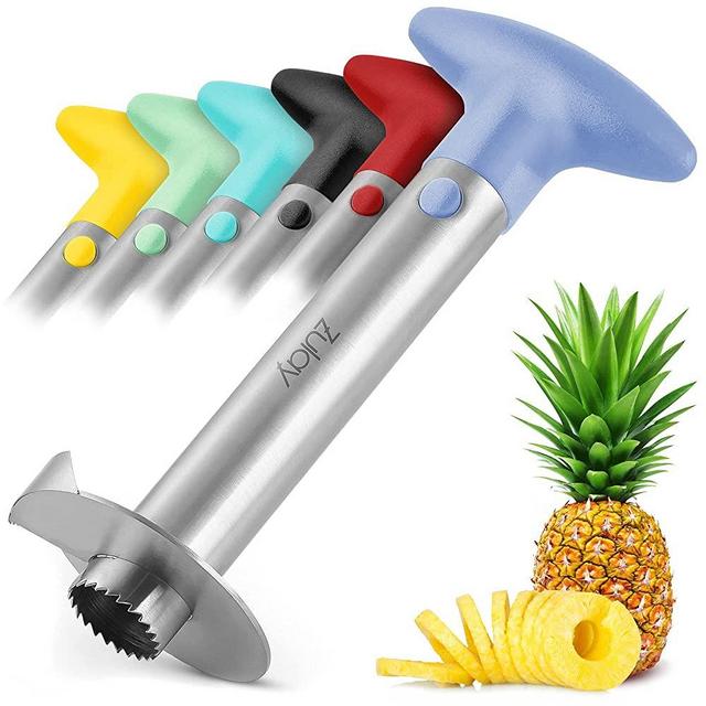 Zulay Kitchen Pineapple Corer and Slicer tool - Stainless Steel Pineapple Cutter for Easy Core Removal & Slicing - Super Fast Pineapple Slicer and Corer Tool Saves you Time - Periwinkle