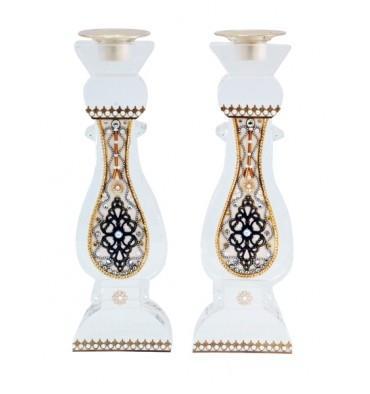 Royal Crystal Shabbat Candlesticks