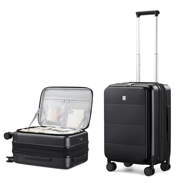 Hanke Hardside Expandable Carry On Luggage, 20 Inch Top Opening Trunk Luggages with Spinner Wheels, All-PC Hard Shell Carry-On Suitcase, Lightweight & TSA Airline Approved (Jet Black, 46L)