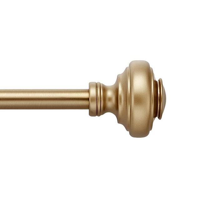 MODE Simplicity Single Curtain Rod Set with Doorknob Finials - 32 to 90 in, Gold
