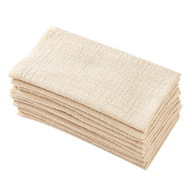 Dinner Cheesecloth Cloth Napkins 10 Pack,Gauze Napkins 100% Natural Soft Cotton,Washable Napkins Great for Weddings Decorative ,Dinner Parties,Family Everyday Use,40*40cm (16*16 inches),Beige