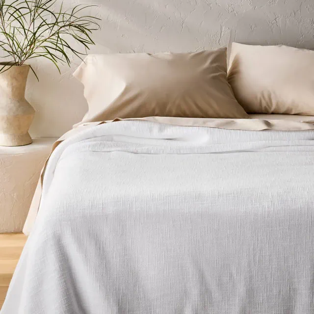Full/Queen Cotton Slub Blanket White - Casaluna™
