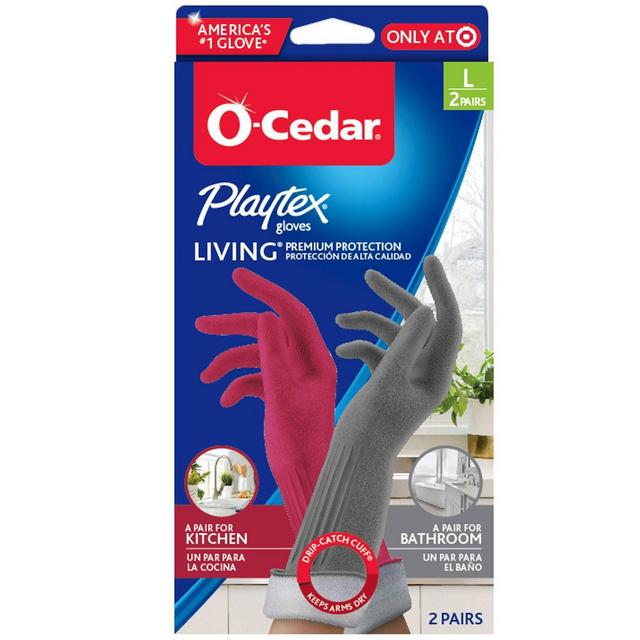 O-Cedar Living Gloves - Large - 2pk