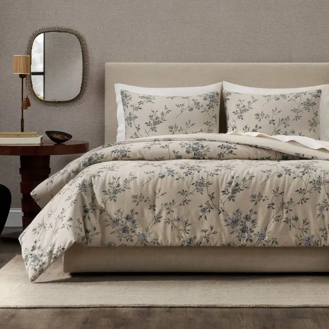 Jeremiah Brent Home 3pc King Floral 'Palacio' Cotton Comforter Set Beige