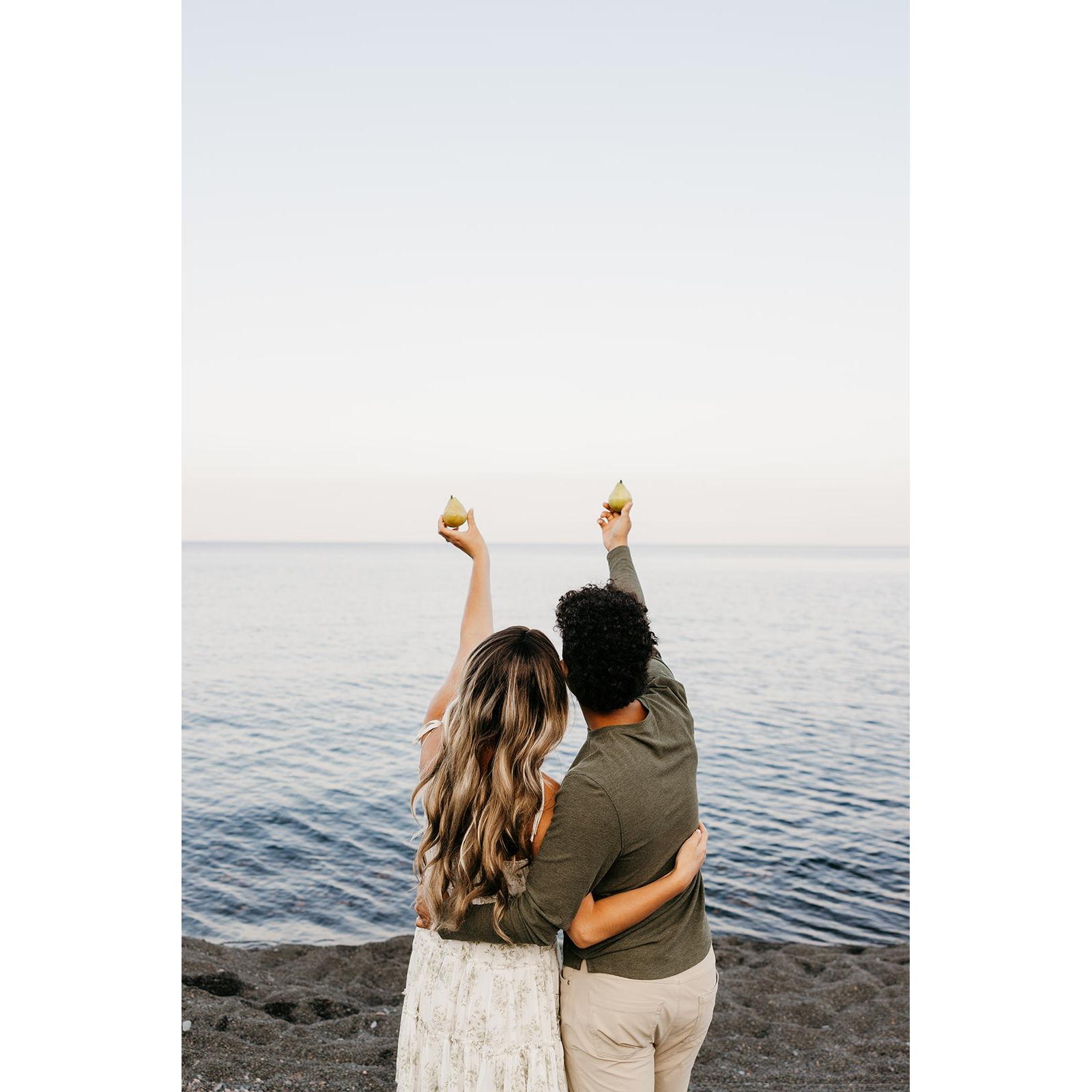Engagement photo session at Black Beach, Silver Bay...