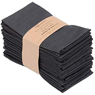 Ruvanti Kitchen Cloth Napkins 12 Pack (18"X18"), Dinner Napkins Soft & Comfortable Reusable Napkins -Durable Gray Linen Napkins -Perfect Table Napkins/Dark Grey Napkins for Family Dinners, Weddings.