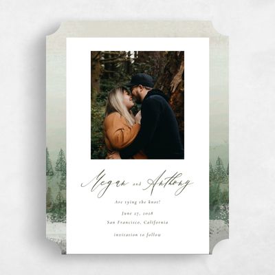 Green Ticket Wedding Save the Date - Rockford Photo