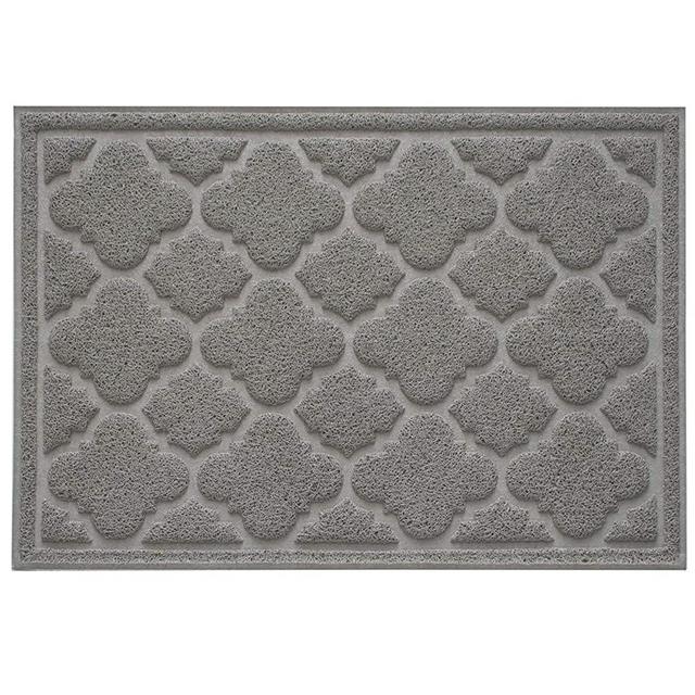 XL Doormat Indoor Outdoor 35” x 23” Front Door Mats Entry Floor Mats for Home Entrance, Kitchen, Bath, Shower, Garage, Outside Patio, Non Skid 100% Rubber Waterproof Flexible PVC (Grey Moroccan)