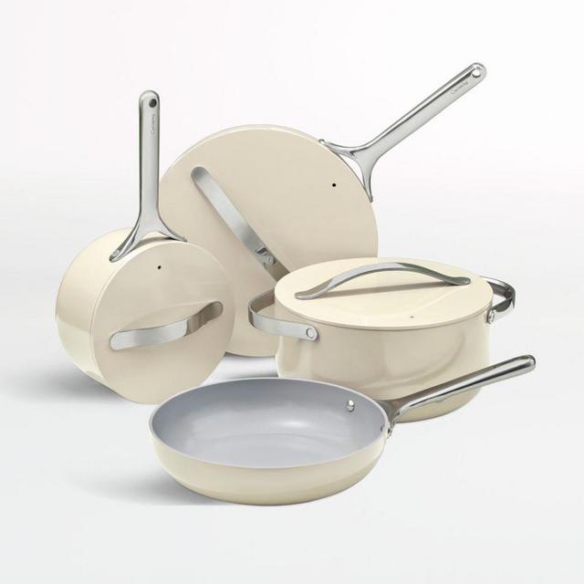 Caraway Home Cream Non-Stick Ceramic 7-Piece Cookware Set