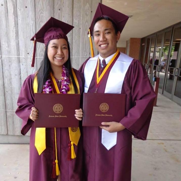 Graduated ASU together in 2013. Cherylene in Microbiology, Justin in Civil Engineering