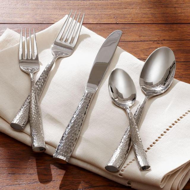 Shiny Hammered Flatware, 20-Piece Set