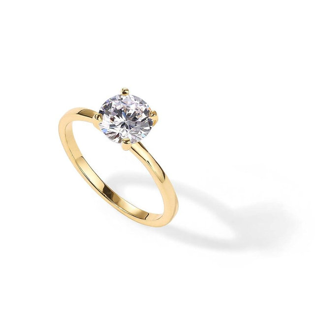 PAVOI 18K Sterling Silver Gold Round Cut Solitare 1.5 CT Moissanite Engagement Rings for Women - Moissanite Wedding Band for Women - Stone Promise Rings