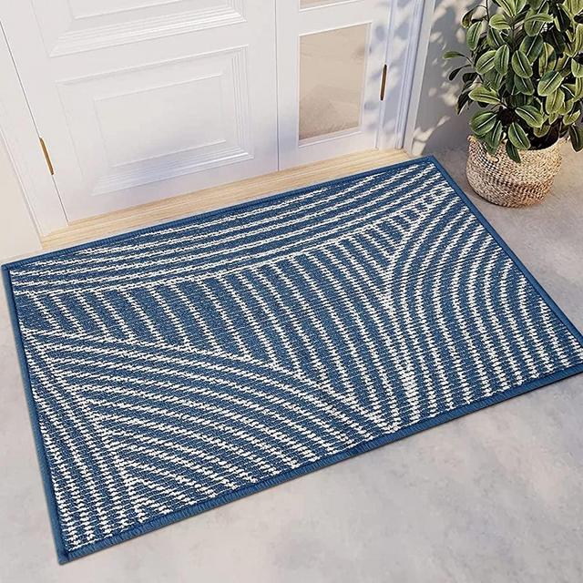 NIUKEALO Indoor Door Mat, Non-Slip Absorbent Entryway Rug Resist Dirt Low-Profile Floor Mats for Home, Entrance, Garage, Patio(Blue)
