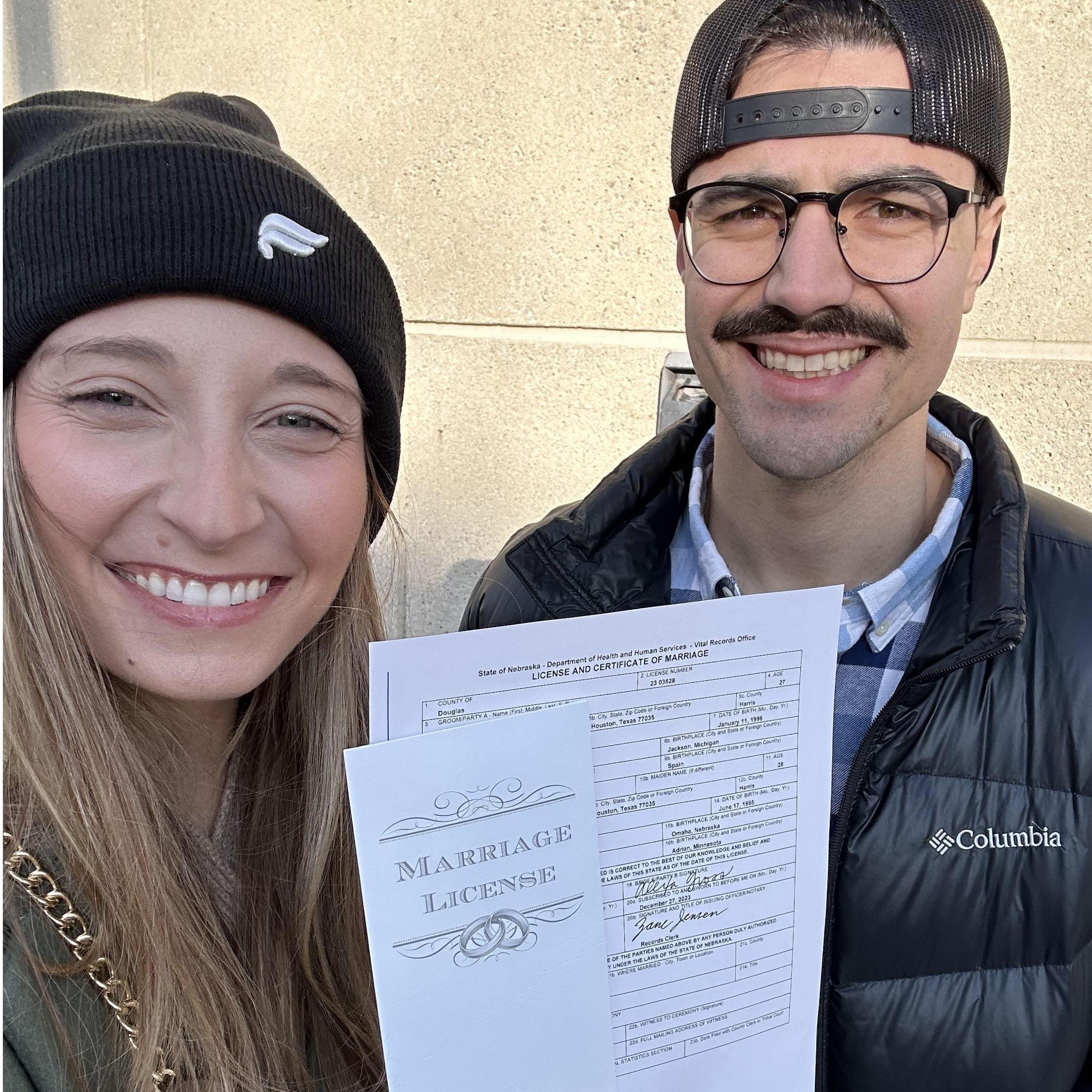 Got our marriage license... 10 months early!