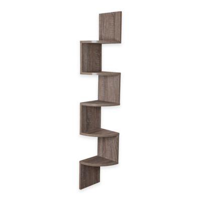 Danya B™ Rustic Weathered Corner Zigzag Shelf in Oak