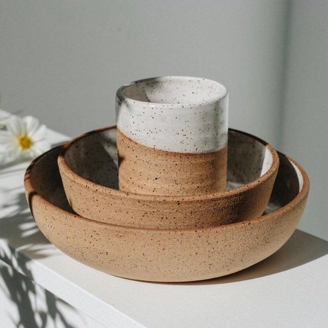 Hand-thrown ceramic dinnerware set, place setting