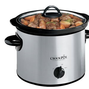 Crock-Pot 3-Quart Manual Slow Cooker, Serves 3+ People, Great for Small Meals, Dips, & Sides; Removable Stoneware is Oven & Dishwasher-Safe, Stainless Steel