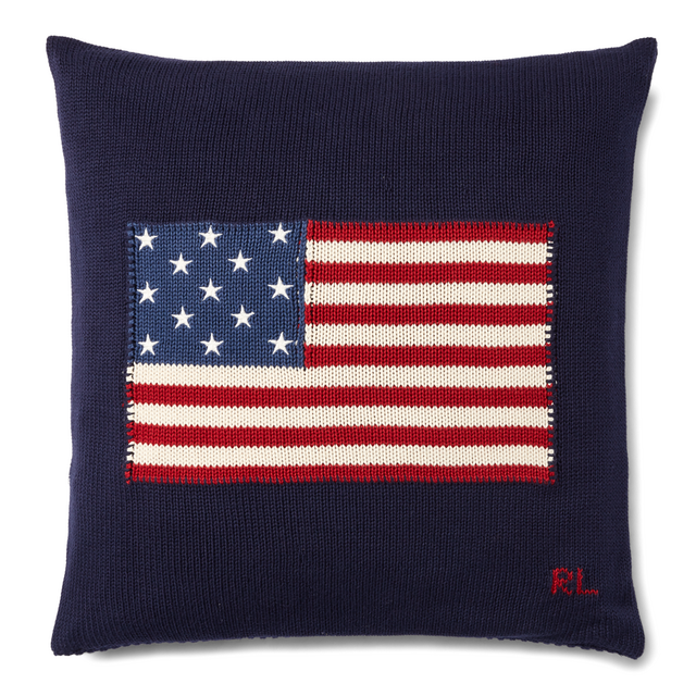 RL Flag Cotton Throw Pillow