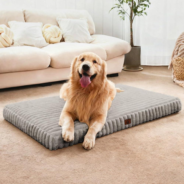 Cozila Dog Beds for Large Sized Dog, Orthopedic Pet Bed with Waterproof Lining, Soft Short Plush Surface & Egg Crate Foam, Machine Washable Pet Bed with Removable Cover & Anti Slip Bottom