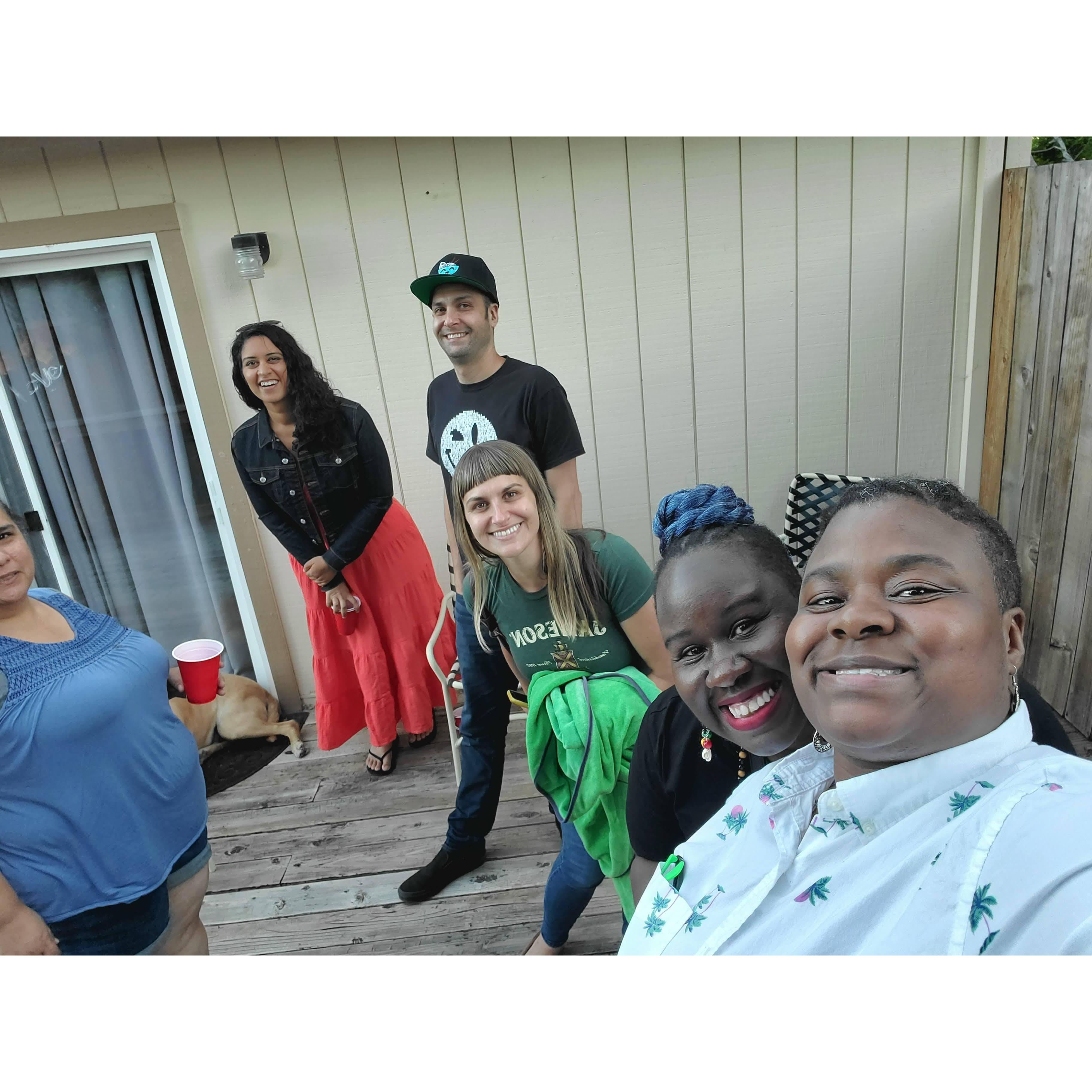 Backyard Kickin' it with work friends
July 2020