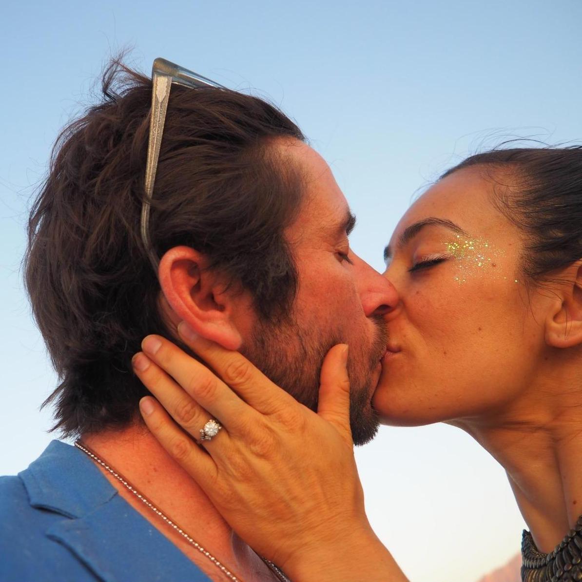The moments after the proposal at burning man Sept 1, 2018