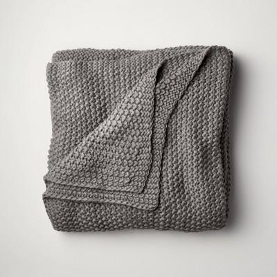 Marbled Grey Chunky Knit Bed Blanket - Casaluna™
