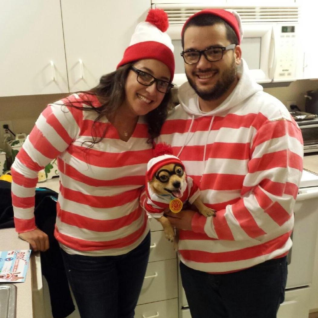 Halloween 2016 as Waldo, Wilma and Woof