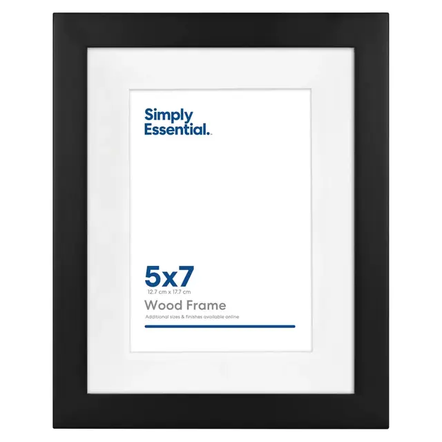 Simply Essential™ Gallery 5-Inch x 7-Inch Matted Wood Picture Frame in Black