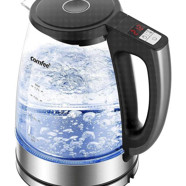 COMFEE' 1.7L Glass Tea Kettle and Kettle Water Boiler - Electric Kettle Temperature Control with 6 Presets, 2-Hr Keep Warm, Fast Heating, 304 Stainless Steel, Auto-Off and Boil-Dry Protection